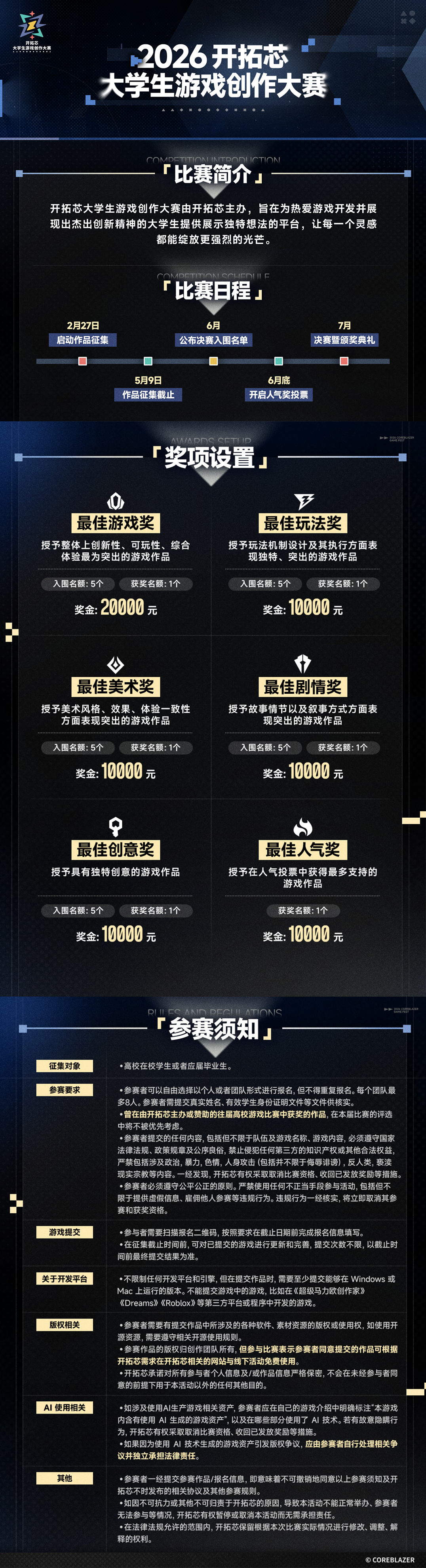 鹰角网络旗下“开拓芯”官宣2026大学生游戏创作大赛：六大奖项再度集结