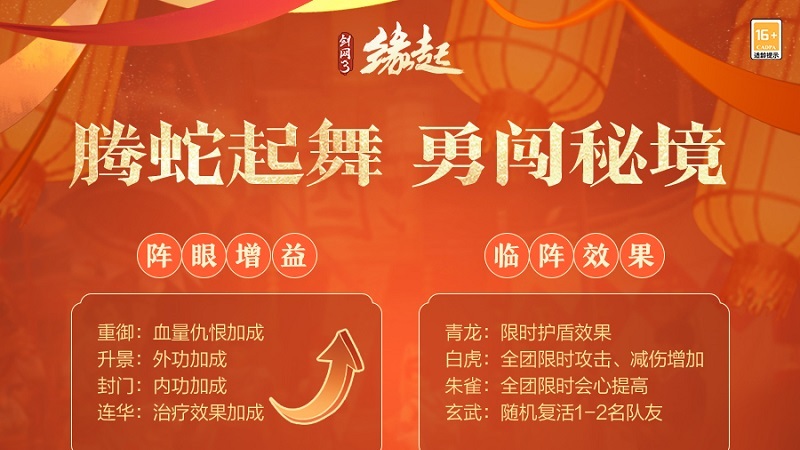 《剑网3缘起》喜迎新春，准备了诸多奖励与趣味玩法诚邀各位侠士同贺新岁！