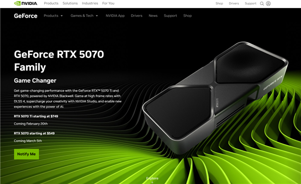 RTX 5070显卡延期上市：从2月跳票至3月5日