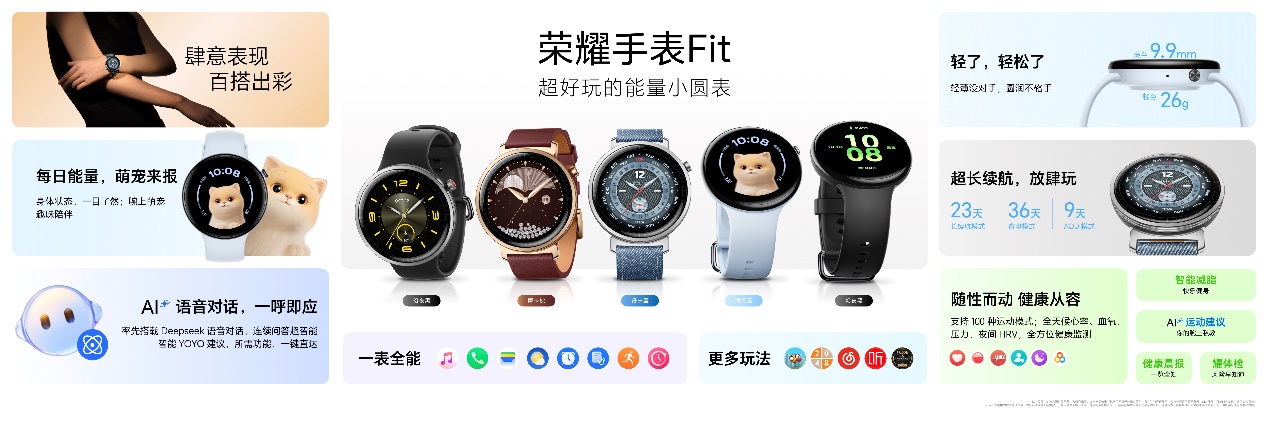 ​国补到手价424.15元起，“超好玩的能量小圆表”荣耀手表Fit正式发布