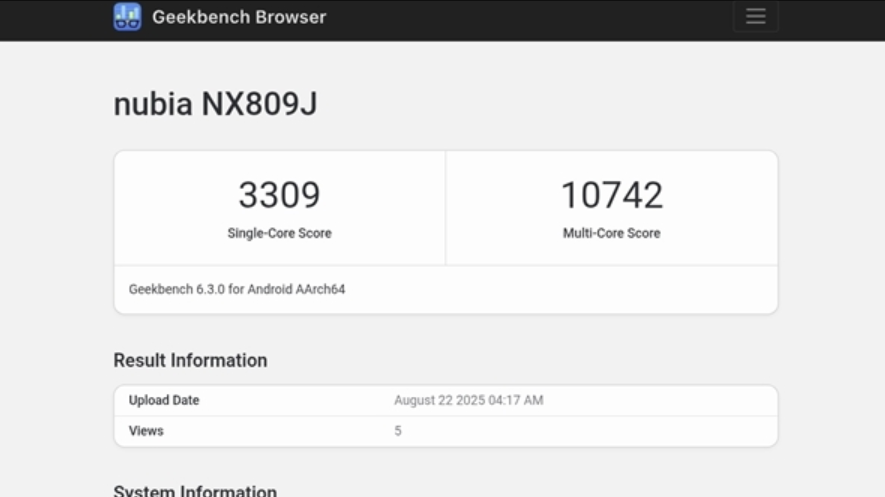 红魔11 Ultra现身GeekBench搭载骁龙8 Elite 2
