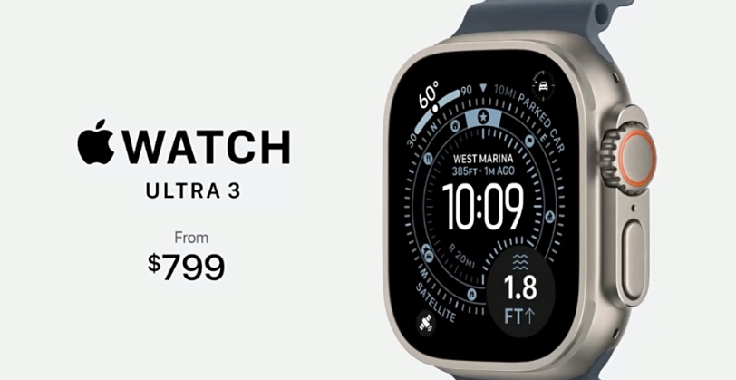 2025苹果秋季新品发布会：Apple Watch Ultra 3配备历史最大屏幕，售价6499元起
