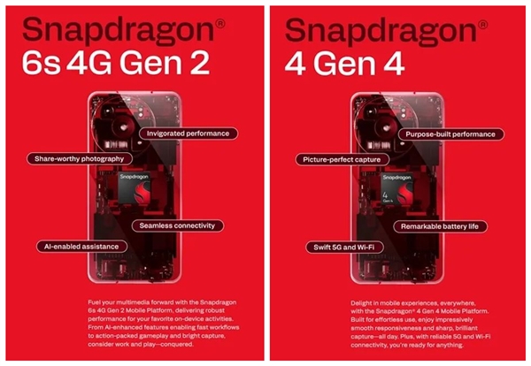 高通骁龙4 Gen4/骁龙6s 4G Gen2发布