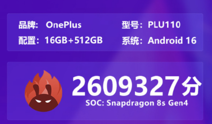 安兔兔曝光，一加Turbo系列跑分突破260万分