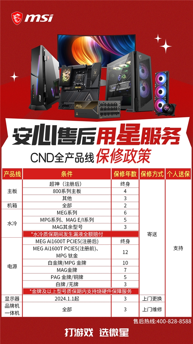 微星全面升级售后保修政策，延保+个人送保服务再上新台阶