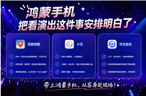 AI承包歌单生成、行程规划和修图，鸿蒙手机把看演出安排明白了