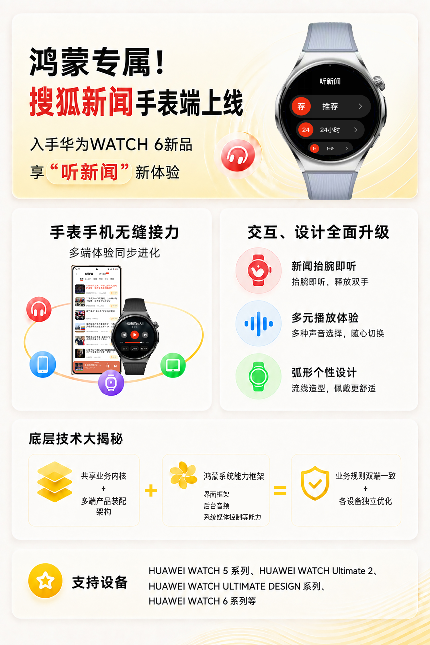 手表也能独立听新闻！搜狐新闻独家上线鸿蒙手表，品质新闻抬腕即听