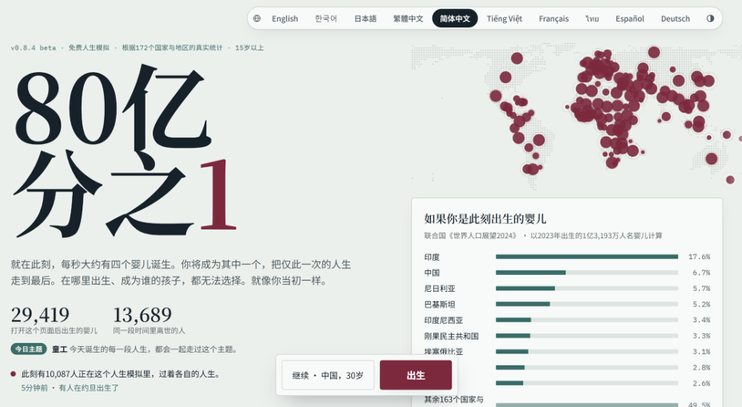 人生模拟器：AI页游《八十亿分之一》全球爆火